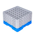 Clean Tek Professional Blue Glass Rack - 49 Compartments, 1 Full Drop and 4 Half Drop Extenders - 19 3/4" x 19 3/4" x 12 1/4" - 1 count box