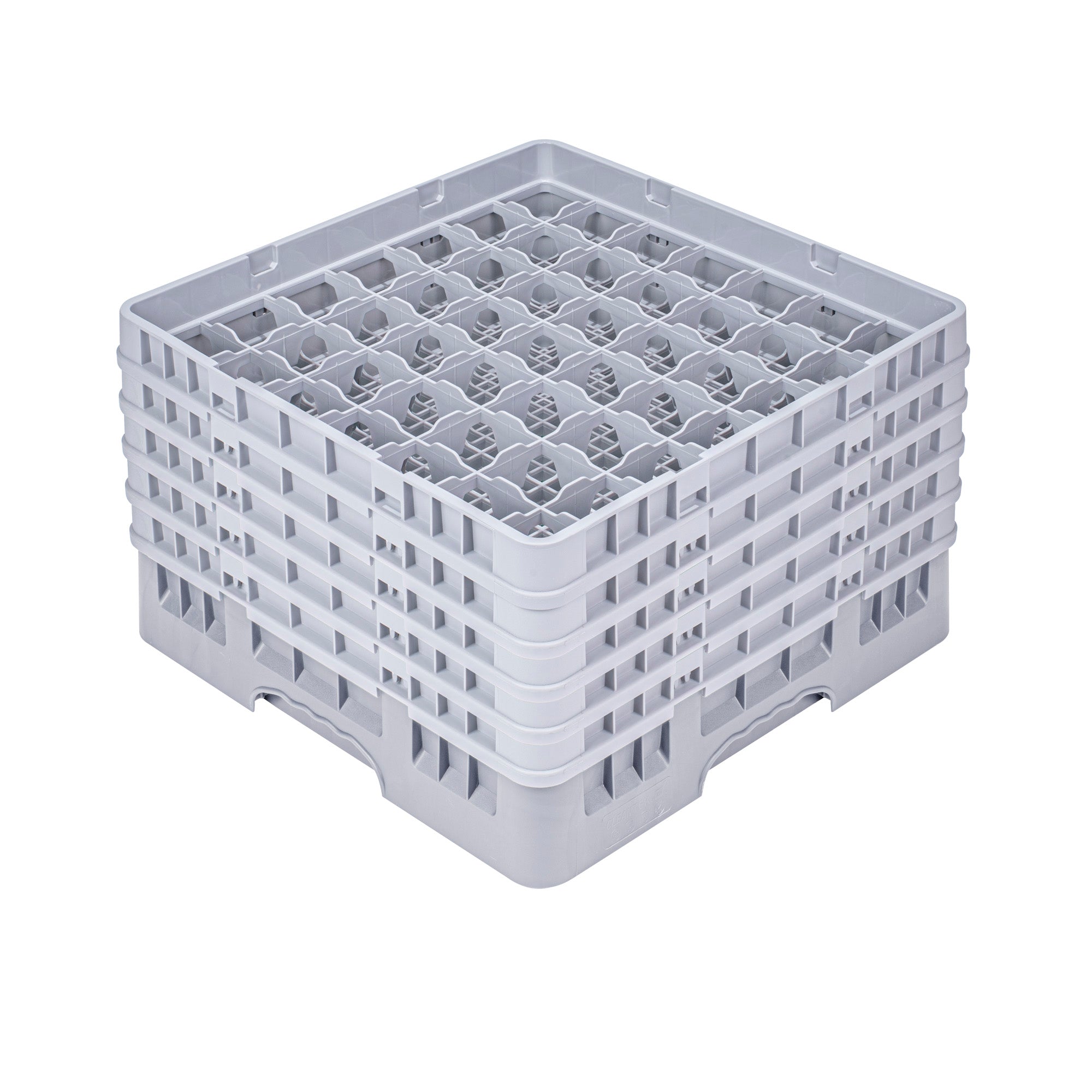 Clean Tek Professional Gray Glass Rack - 49 Compartments, 1 Full Drop and 4 Half Drop Extenders - 19 3/4" x 19 3/4" x 12 1/4" - 1 count box