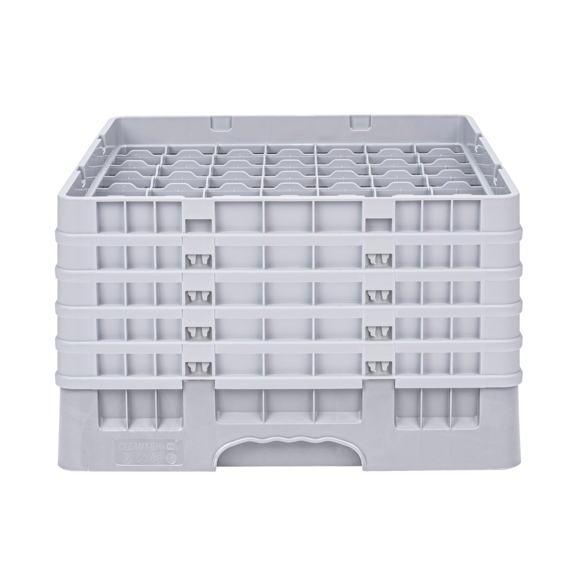 Clean Tek Professional Gray Glass Rack - 49 Compartments, 1 Full Drop and 4 Half Drop Extenders - 19 3/4" x 19 3/4" x 12 1/4" - 1 count box
