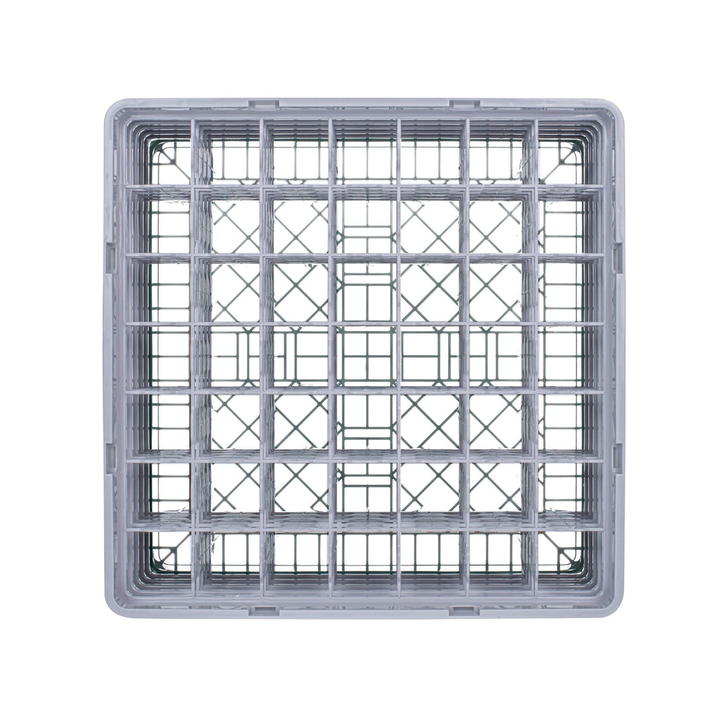 Clean Tek Professional Gray Glass Rack - 49 Compartments, 1 Full Drop and 4 Half Drop Extenders - 19 3/4" x 19 3/4" x 12 1/4" - 1 count box