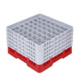 Clean Tek Professional Red Glass Rack - 49 Compartments, 1 Full Drop and 4 Half Drop Extenders - 19 3/4" x 19 3/4" x 12 1/4" - 1 count box