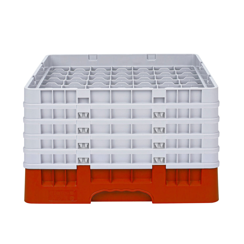 Clean Tek Professional Red Glass Rack - 49 Compartments, 1 Full Drop and 4 Half Drop Extenders - 19 3/4" x 19 3/4" x 12 1/4" - 1 count box
