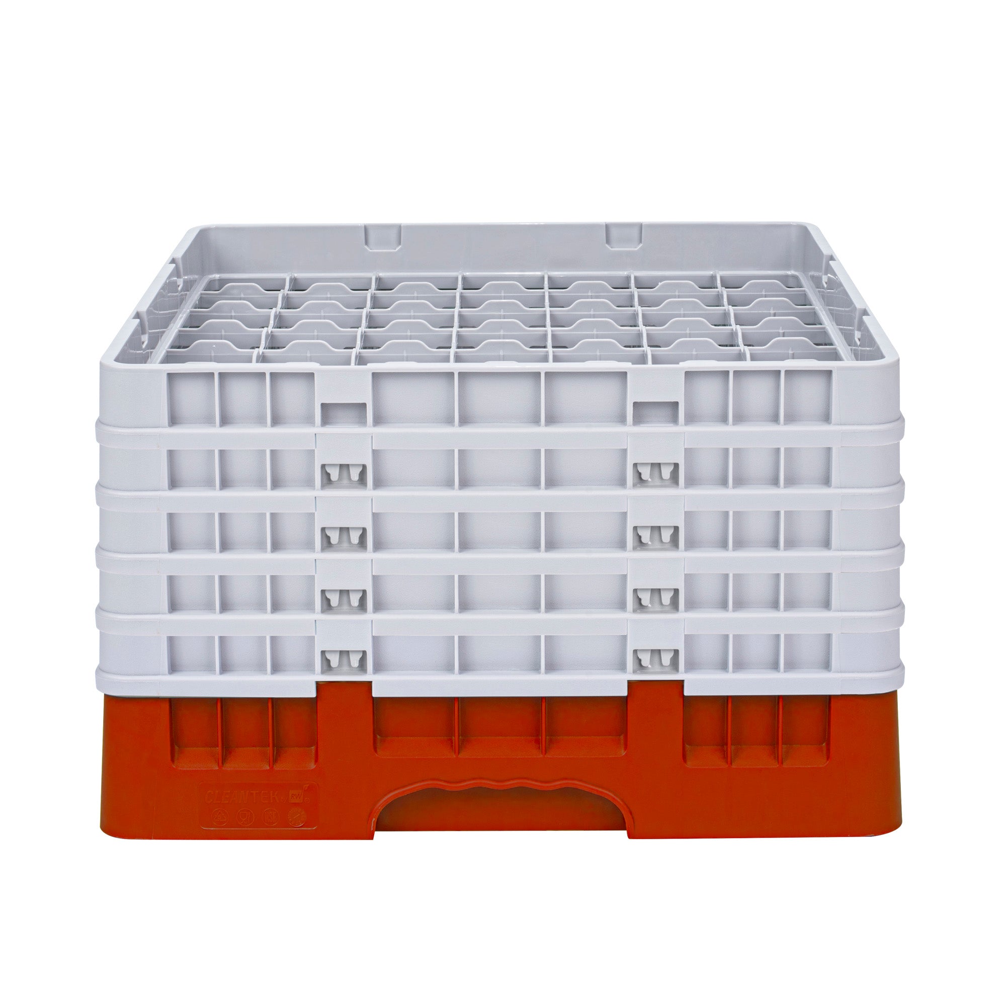 Clean Tek Professional Red Glass Rack - 49 Compartments, 1 Full Drop and 4 Half Drop Extenders - 19 3/4" x 19 3/4" x 12 1/4" - 1 count box