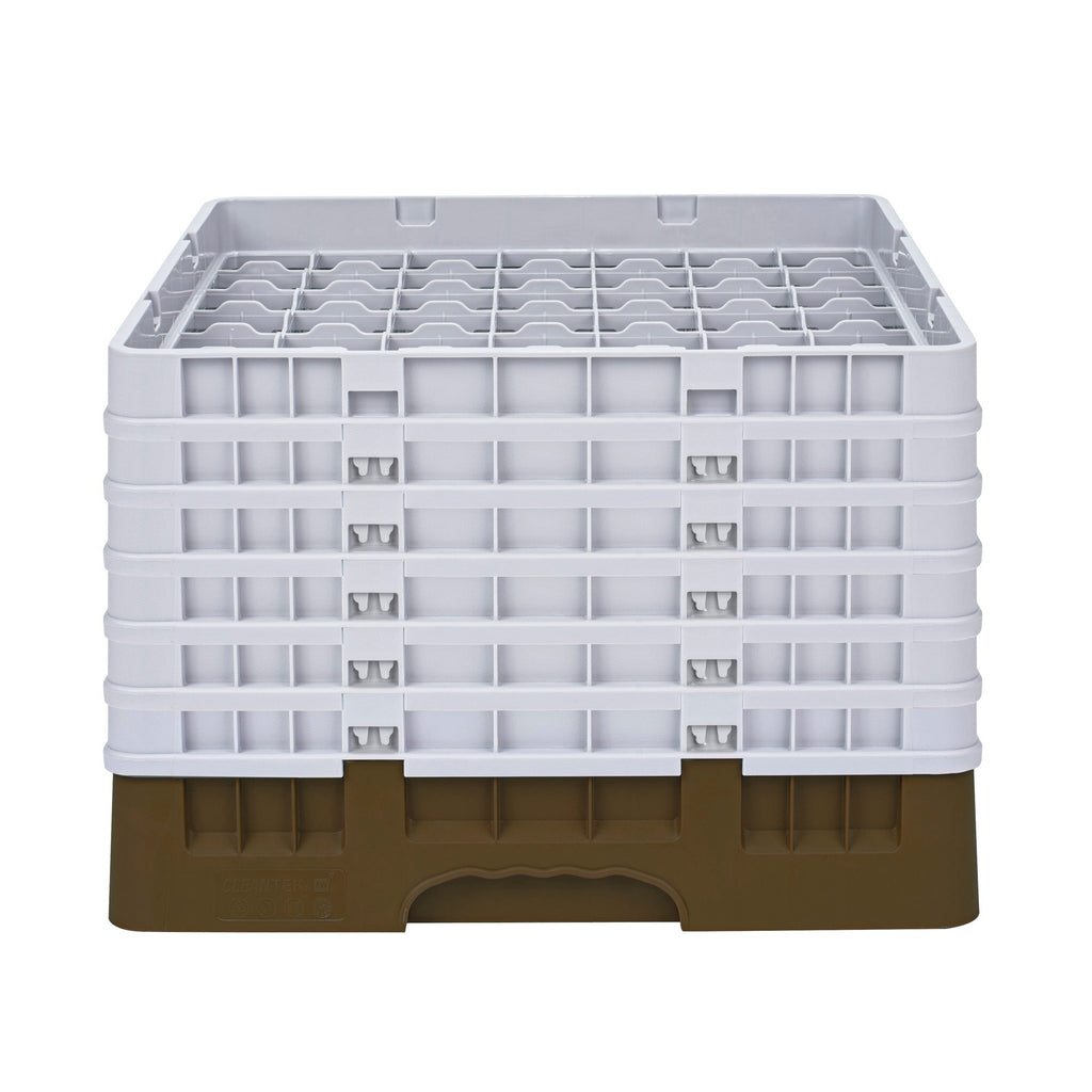 Clean Tek Professional Brown Glass Rack - 49 Compartments, 1 Full Drop and 5 Half Drop Extenders - 19 3/4" x 19 3/4" x 13 3/4" - 1 count box