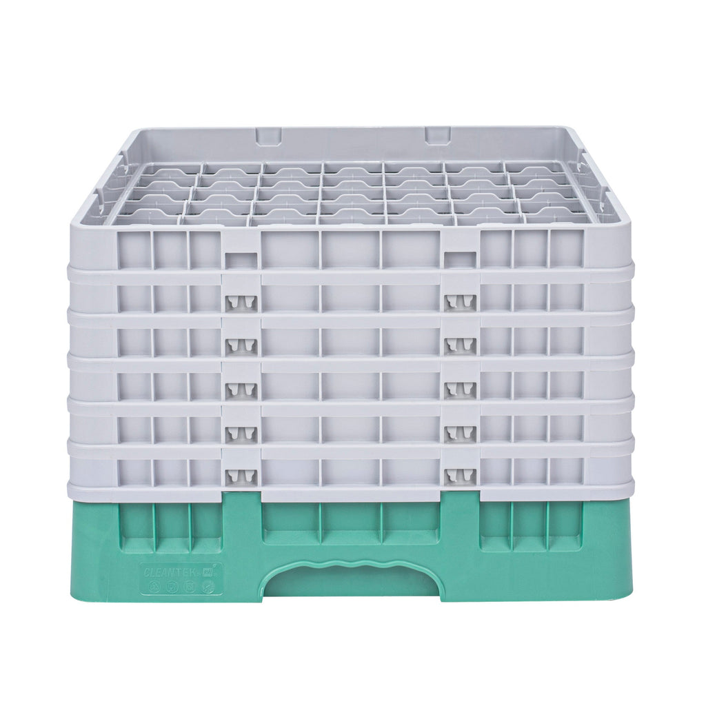 Clean Tek Professional Green Glass Rack - 49 Compartments, 1 Full Drop and 5 Half Drop Extenders - 19 3/4" x 19 3/4" x 13 3/4" - 1 count box