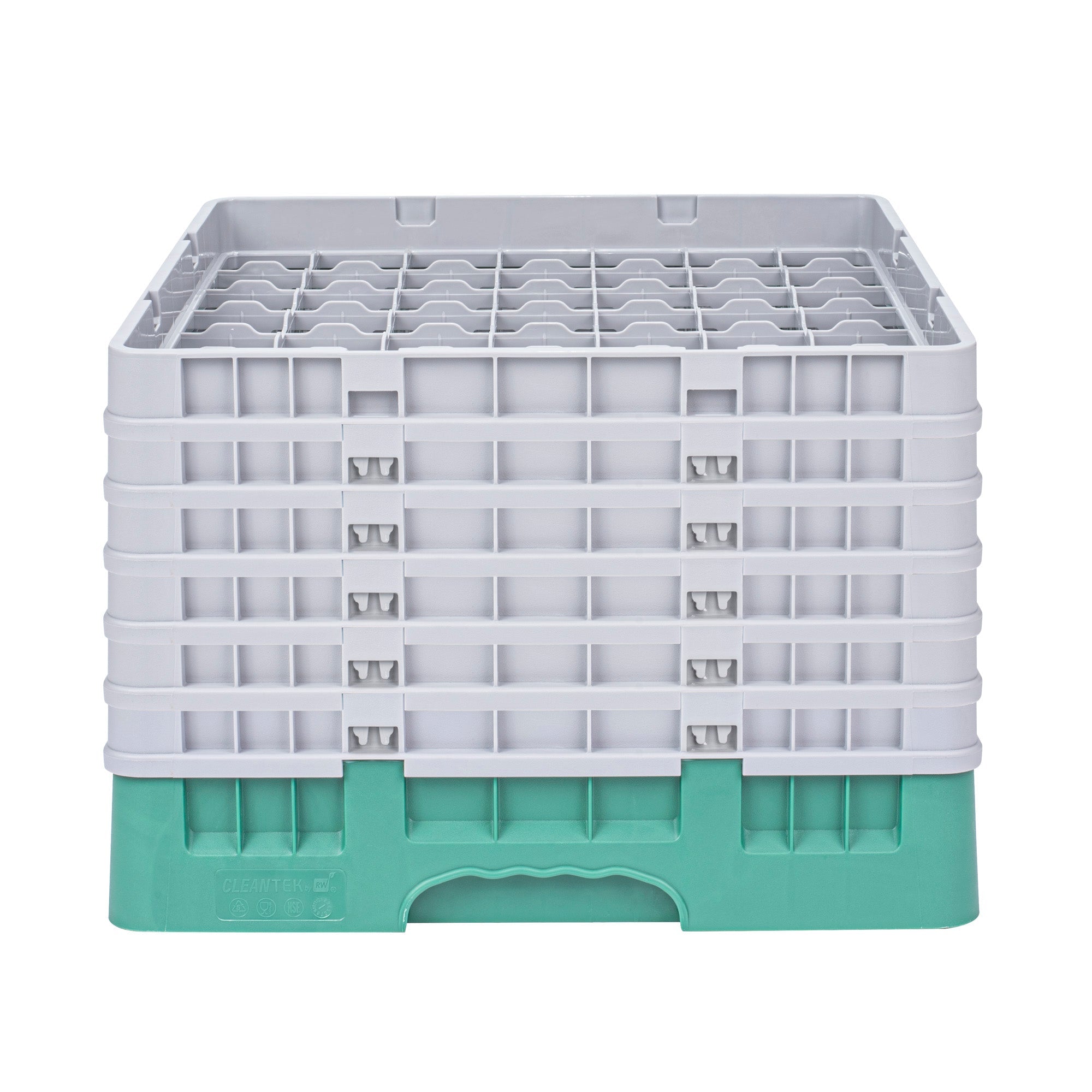 Clean Tek Professional Green Glass Rack - 49 Compartments, 1 Full Drop and 5 Half Drop Extenders - 19 3/4" x 19 3/4" x 13 3/4" - 1 count box