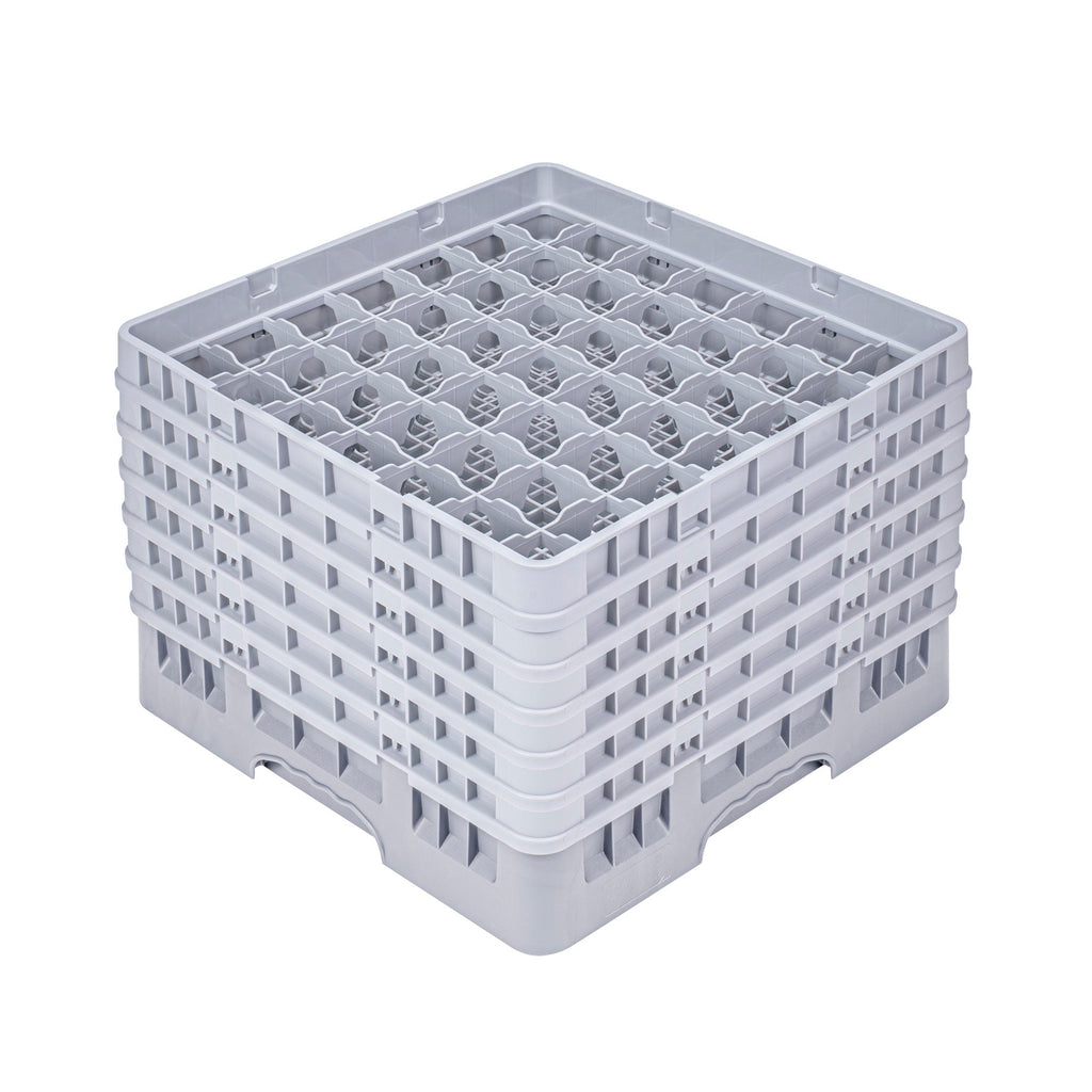 Clean Tek Professional Gray Glass Rack - 49 Compartments, 1 Full Drop and 5 Half Drop Extenders - 19 3/4" x 19 3/4" x 13 3/4" - 1 count box