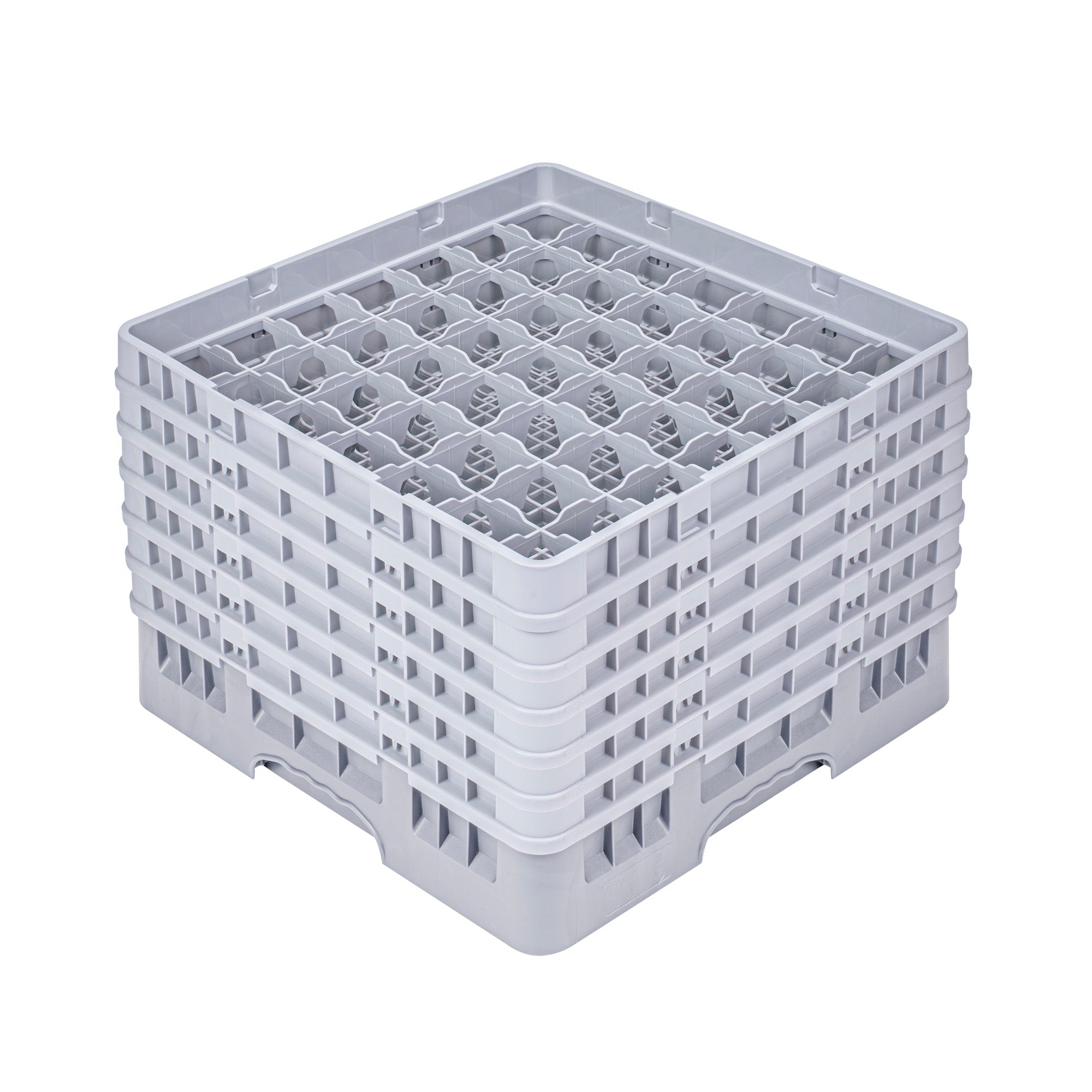 Clean Tek Professional Gray Glass Rack - 49 Compartments, 1 Full Drop and 5 Half Drop Extenders - 19 3/4" x 19 3/4" x 13 3/4" - 1 count box