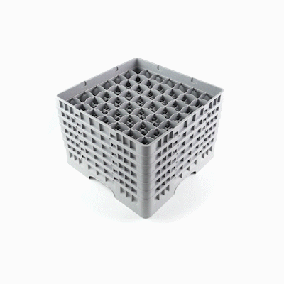 Clean Tek Professional Gray Glass Rack - 49 Compartments, 1 Full Drop and 5 Half Drop Extenders - 19 3/4" x 19 3/4" x 13 3/4" - 1 count box