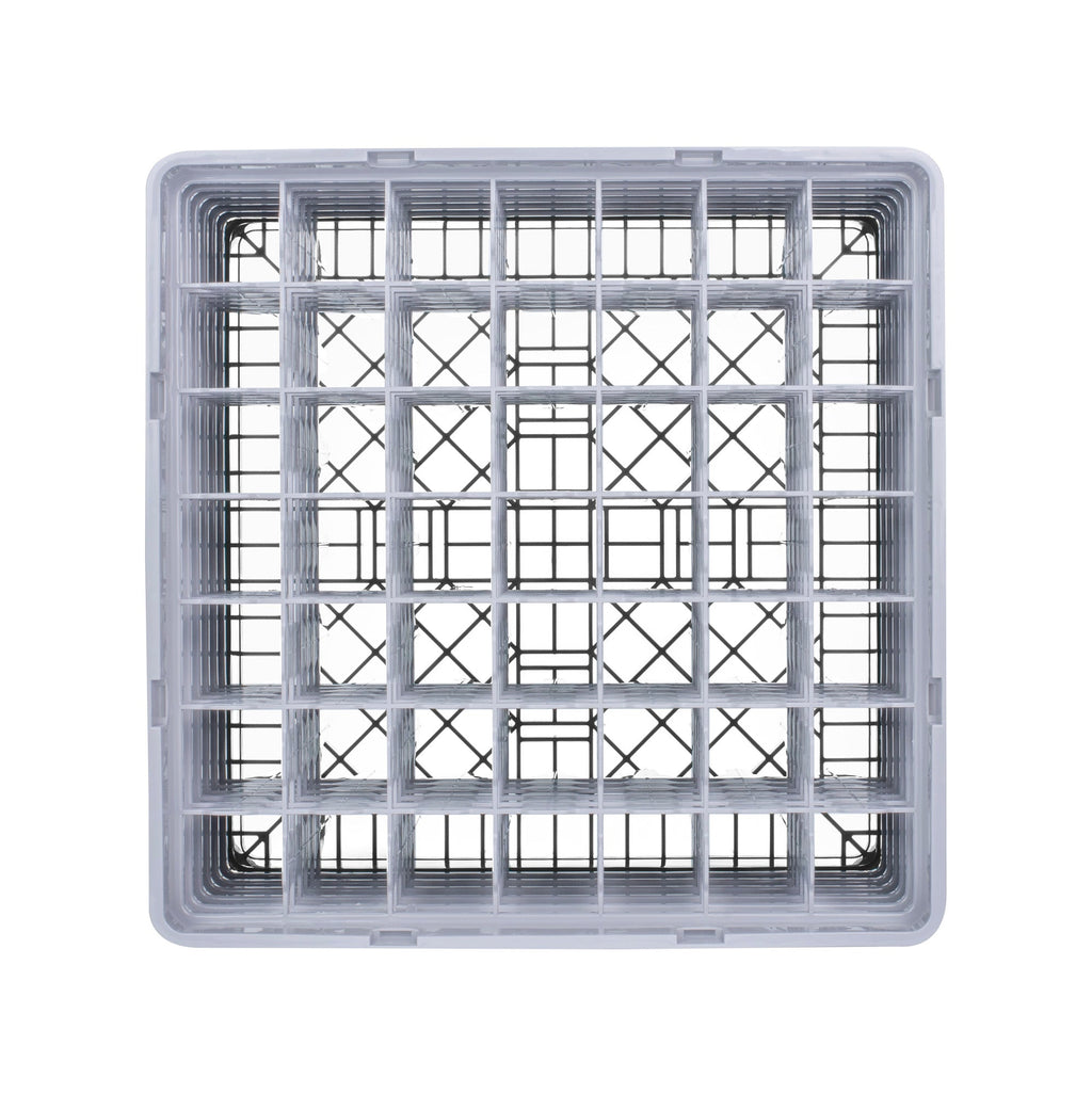 Clean Tek Professional Gray Glass Rack - 49 Compartments, 1 Full Drop and 5 Half Drop Extenders - 19 3/4" x 19 3/4" x 13 3/4" - 1 count box