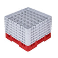 Clean Tek Professional Red Glass Rack - 49 Compartments, 1 Full Drop and 5 Half Drop Extenders - 19 3/4" x 19 3/4" x 13 3/4" - 1 count box