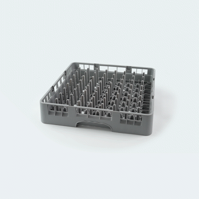 Clean Tek Professional Gray Peg Rack - with Closed Sides - 19 3/4" x 19 3/4" x 4" - 1 count box