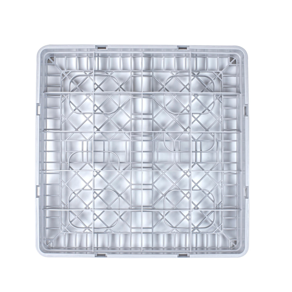 Clean Tek Professional 2 5/8" High Gray Full Size Cup Rack - 20 Compartments - 19 3/4" x 19 3/4" x 4" - 1 count box
