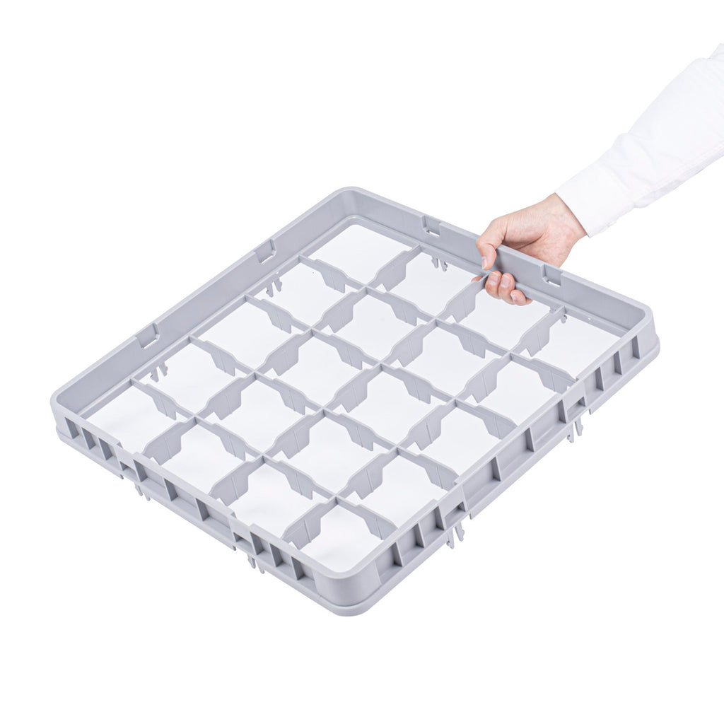 Clean Tek Professional Gray Half Drop Full Size Cup Extender - 20 Compartments - 19 3/4" x 19 3/4" x 3" - 1 count box