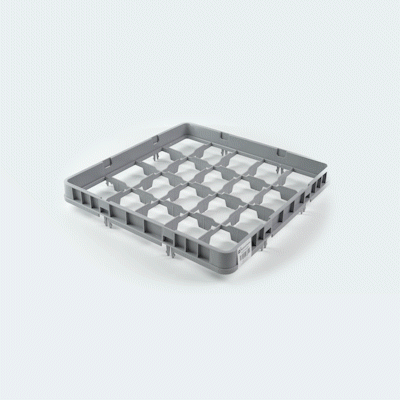 Clean Tek Professional Gray Half Drop Full Size Cup Extender - 20 Compartments - 19 3/4" x 19 3/4" x 3" - 1 count box