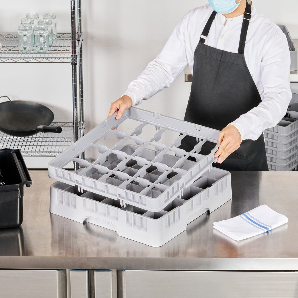 Clean Tek Professional Gray Half Drop Full Size Cup Extender - 20 Compartments - 19 3/4" x 19 3/4" x 3" - 1 count box