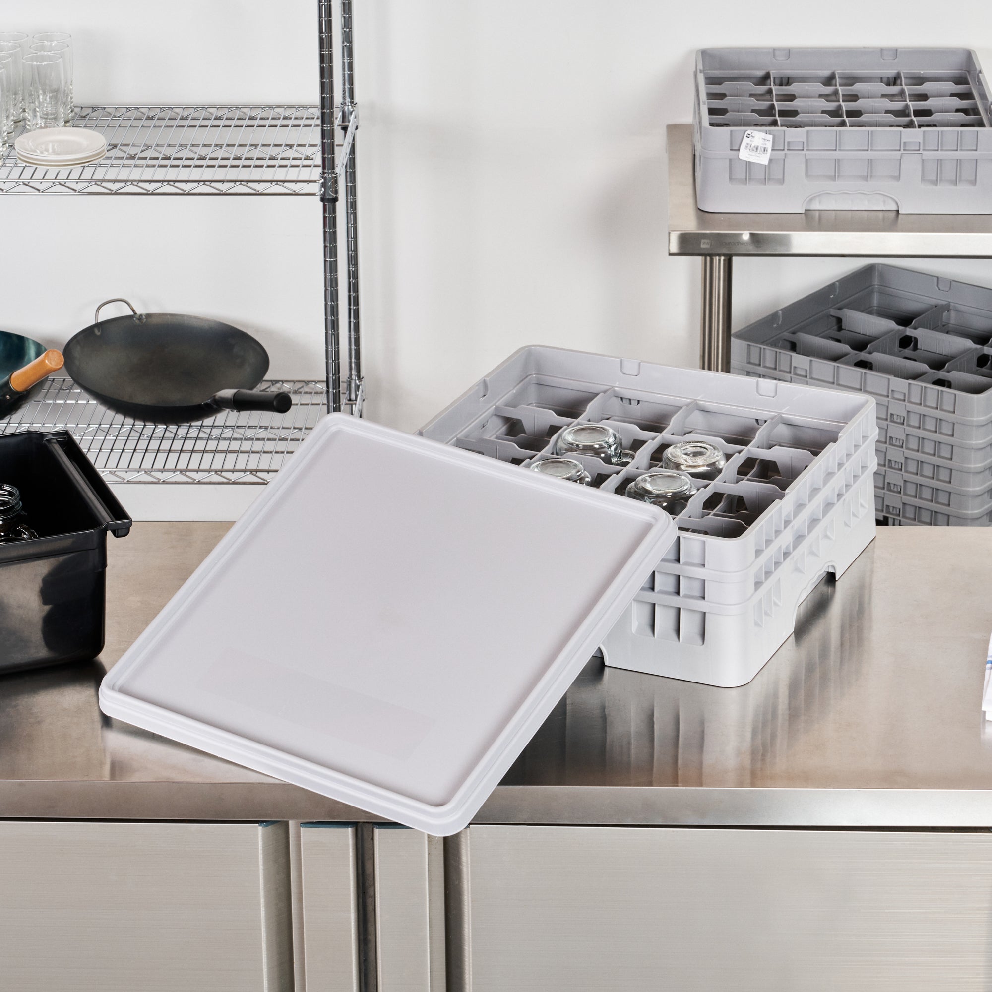 Clean Tek Professional Gray Glass Rack Cover - 19 3/4" x 19 3/4" x 1 1/2" - 1 count box