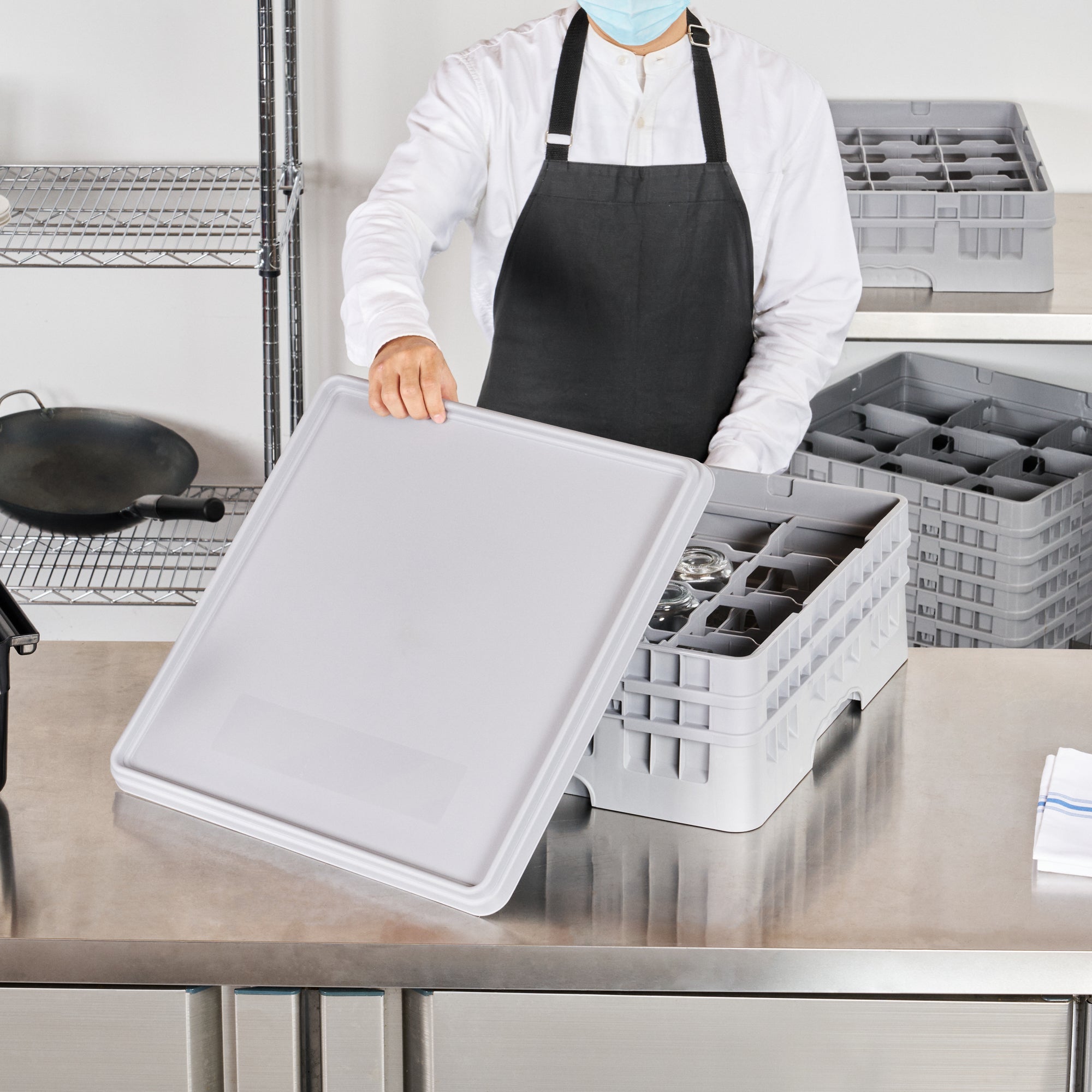 Clean Tek Professional Gray Glass Rack Cover - 19 3/4" x 19 3/4" x 1 1/2" - 1 count box