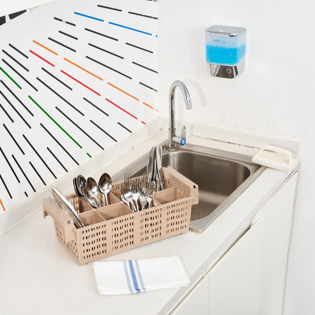 Clean Tek Professional Brown Flatware Rack - 8 Compartments - 16 1/2" x 8 1/4" x 5 3/4" - 1 count box