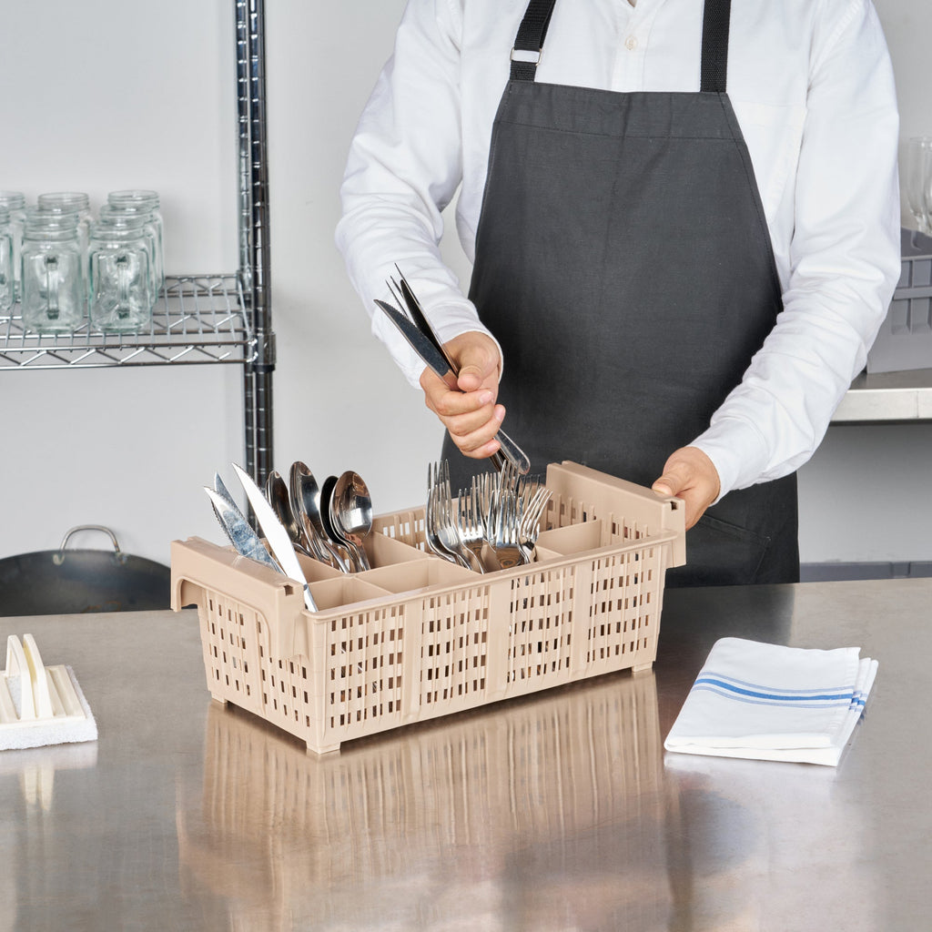 Clean Tek Professional Brown Flatware Rack - 8 Compartments - 16 1/2" x 8 1/4" x 5 3/4" - 1 count box