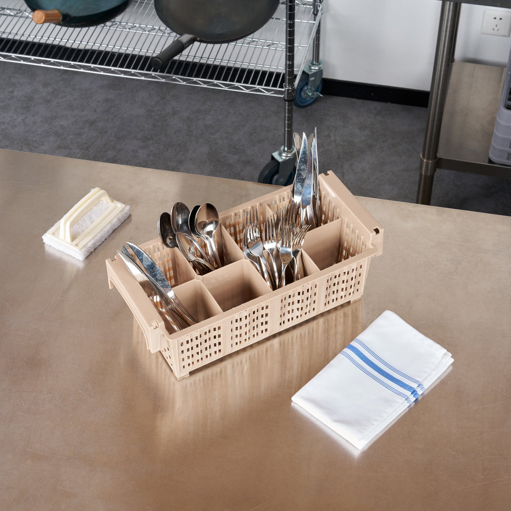 Clean Tek Professional Brown Flatware Rack - 8 Compartments - 16 1/2" x 8 1/4" x 5 3/4" - 1 count box