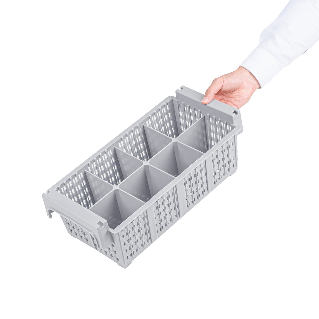 Clean Tek Professional Gray Flatware Rack - 8 Compartments - 16 1/2" x 8 1/4" x 5 3/4" - 1 count box