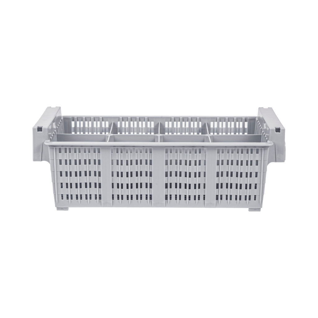 Clean Tek Professional Gray Flatware Rack - 8 Compartments - 16 1/2" x 8 1/4" x 5 3/4" - 1 count box
