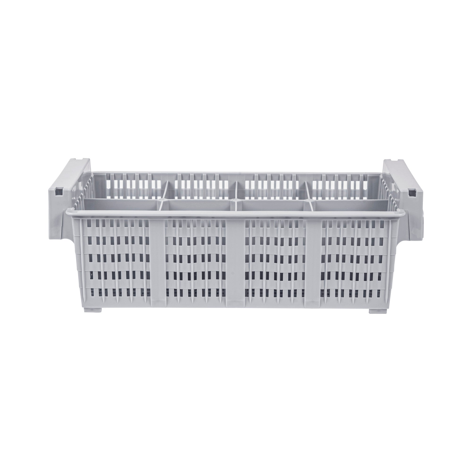Clean Tek Professional Gray Flatware Rack - 8 Compartments - 16 1/2" x 8 1/4" x 5 3/4" - 1 count box