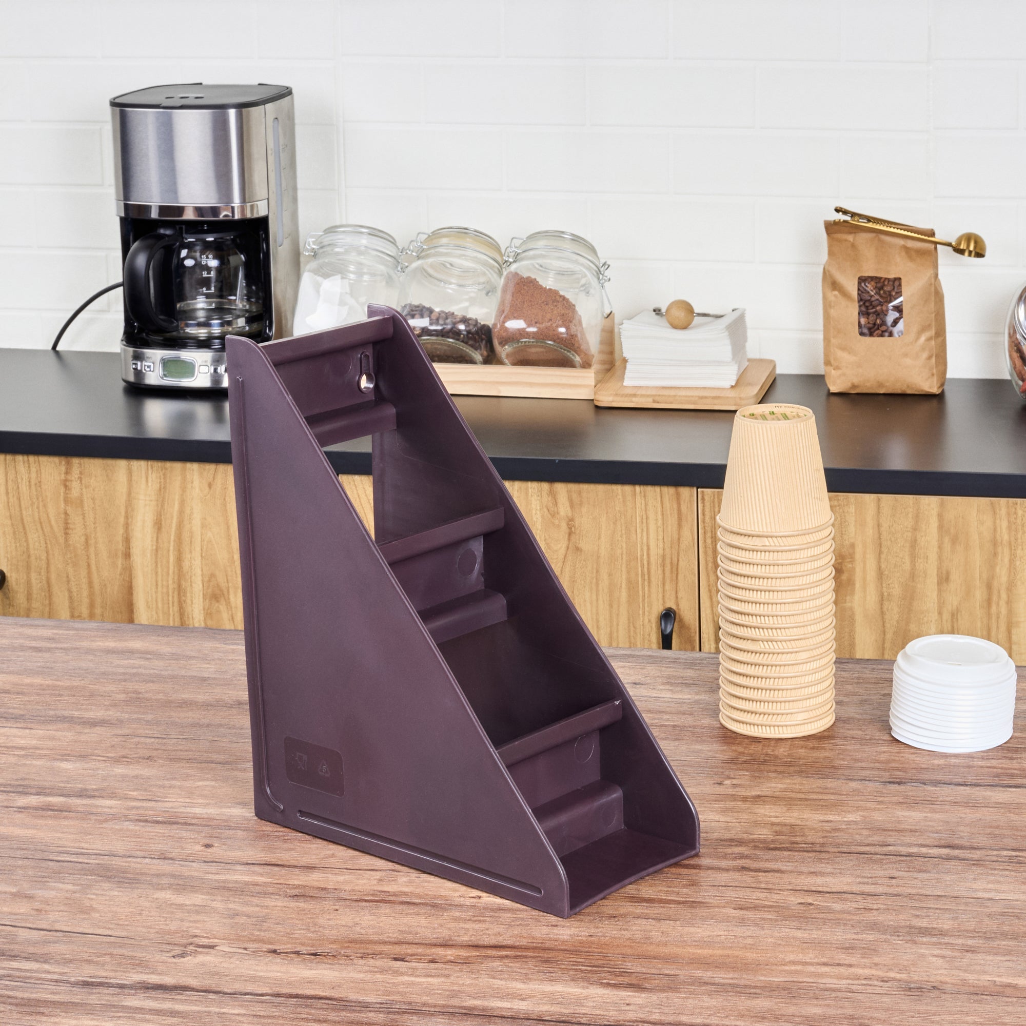 Met Lux Brown Plastic 3-Tier Stand - For Condiment Bin - 11 1/2" x 5 1/2" x 13 3/4" - 1 count box