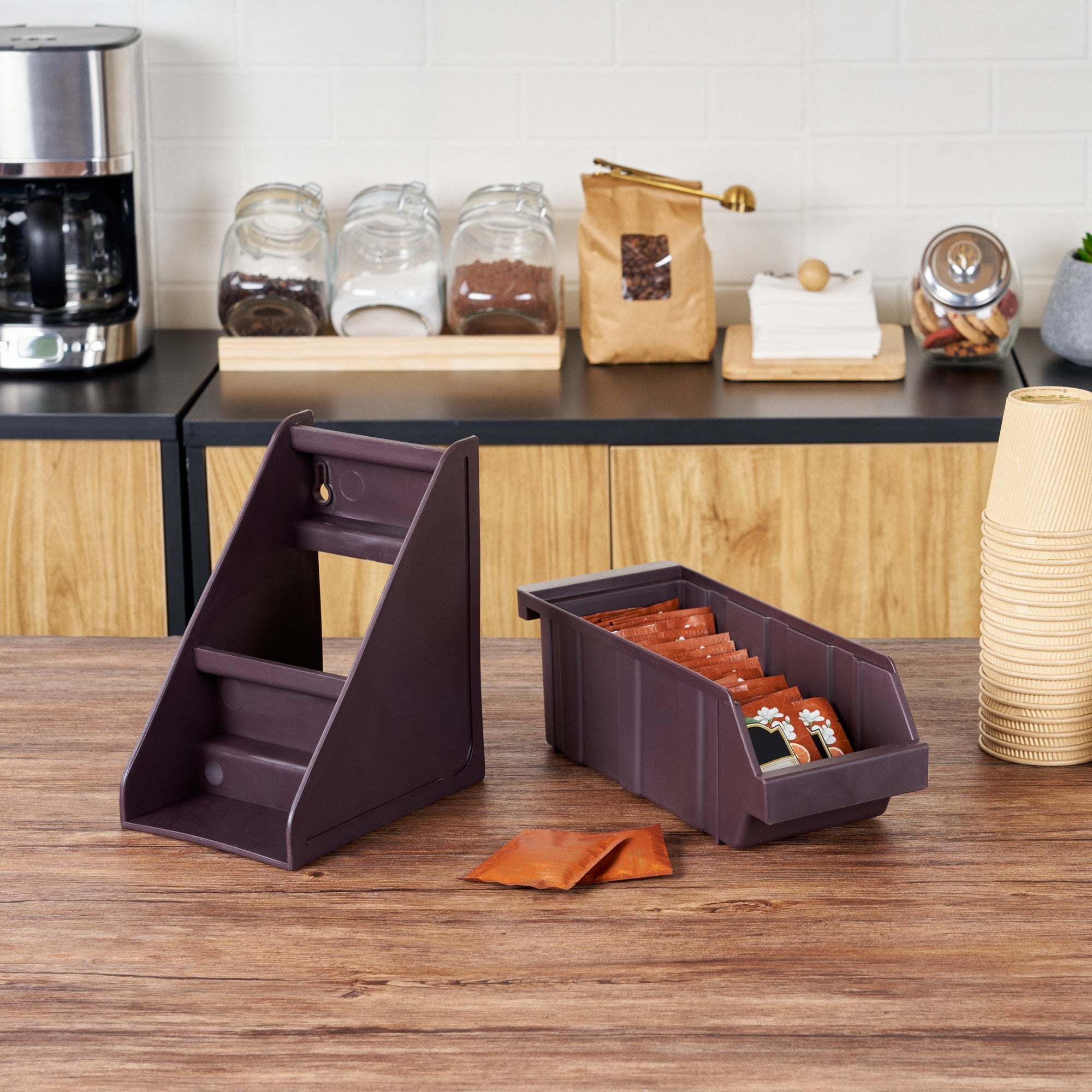 Met Lux Brown Plastic Condiment Bin - 12 1/4" x 5" x 4 1/4" - 1 count box