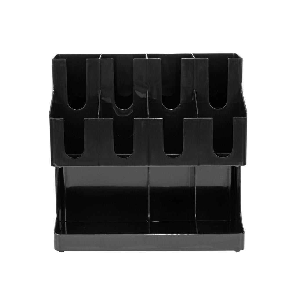 Restpresso Black Plastic Coffee Cup / Lid / Napkin Organizer - 11 Section - 16 1/4" x 8 1/4" x 15 3/4" - 1 count box