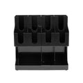 Restpresso Black Plastic Coffee Cup / Lid / Napkin Organizer - 11 Section - 16 1/4" x 8 1/4" x 15 3/4" - 1 count box