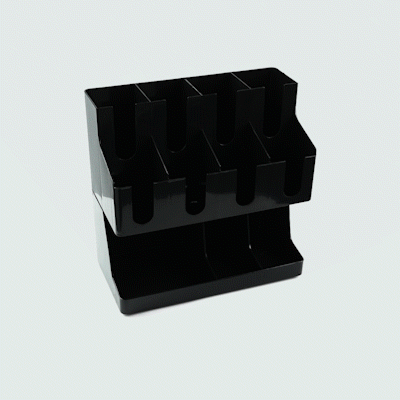 Restpresso Black Plastic Coffee Cup / Lid / Napkin Organizer - 11 Section - 16 1/4" x 8 1/4" x 15 3/4" - 1 count box