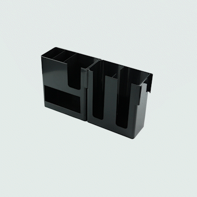 Restpresso Black Plastic Coffee Cup / Lid / Napkin Organizer - 6 Section - 17 1/4" x 4 1/4" x 9 3/4" - 1 count box