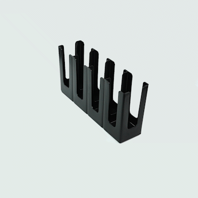 Restpresso Black Plastic Coffee Cup / Lid Organizer - 4 Section, Adjustable - 17 1/2" x 4 1/4" x 8 1/4" - 1 count box