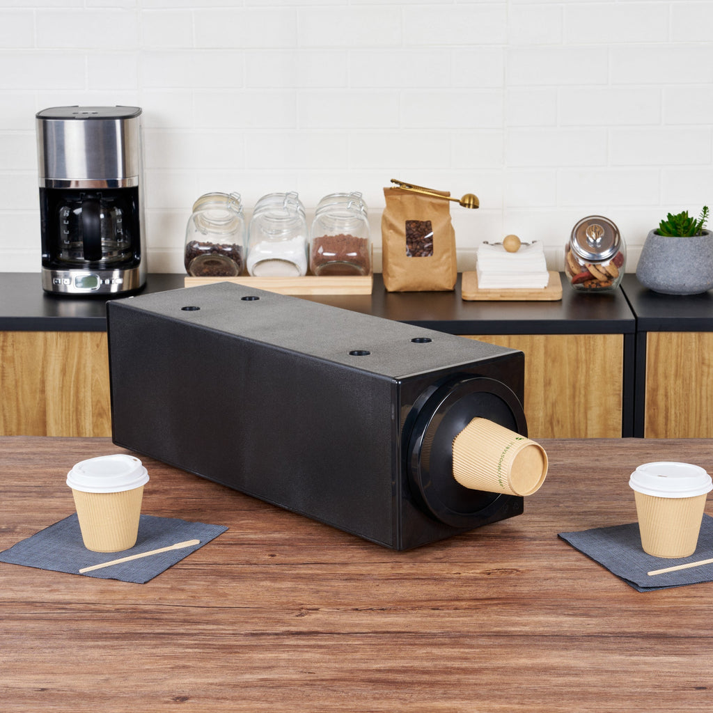 Restpresso Black Countertop Cup Dispenser Cabinet - For 8 to 44 oz Cups, Stackable, 1 Slot - 24 1/2" x 8" - 1 count box