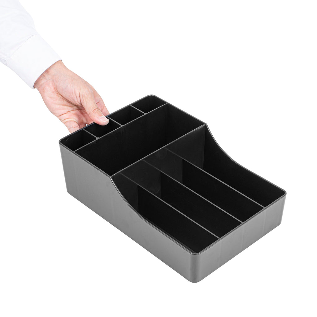 Restpresso Black Plastic Condiment Organizer - 9 Compartments - 7 3/4" x 11 3/4" x 4" - 1 count box