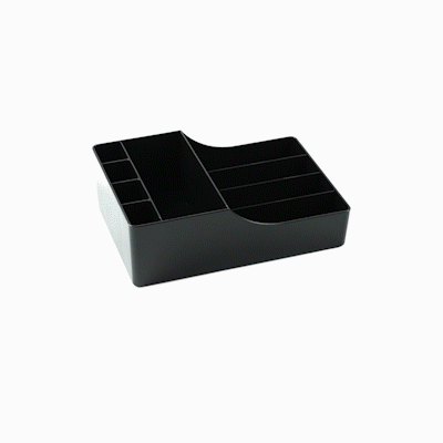 Restpresso Black Plastic Condiment Organizer - 9 Compartments - 7 3/4" x 11 3/4" x 4" - 1 count box