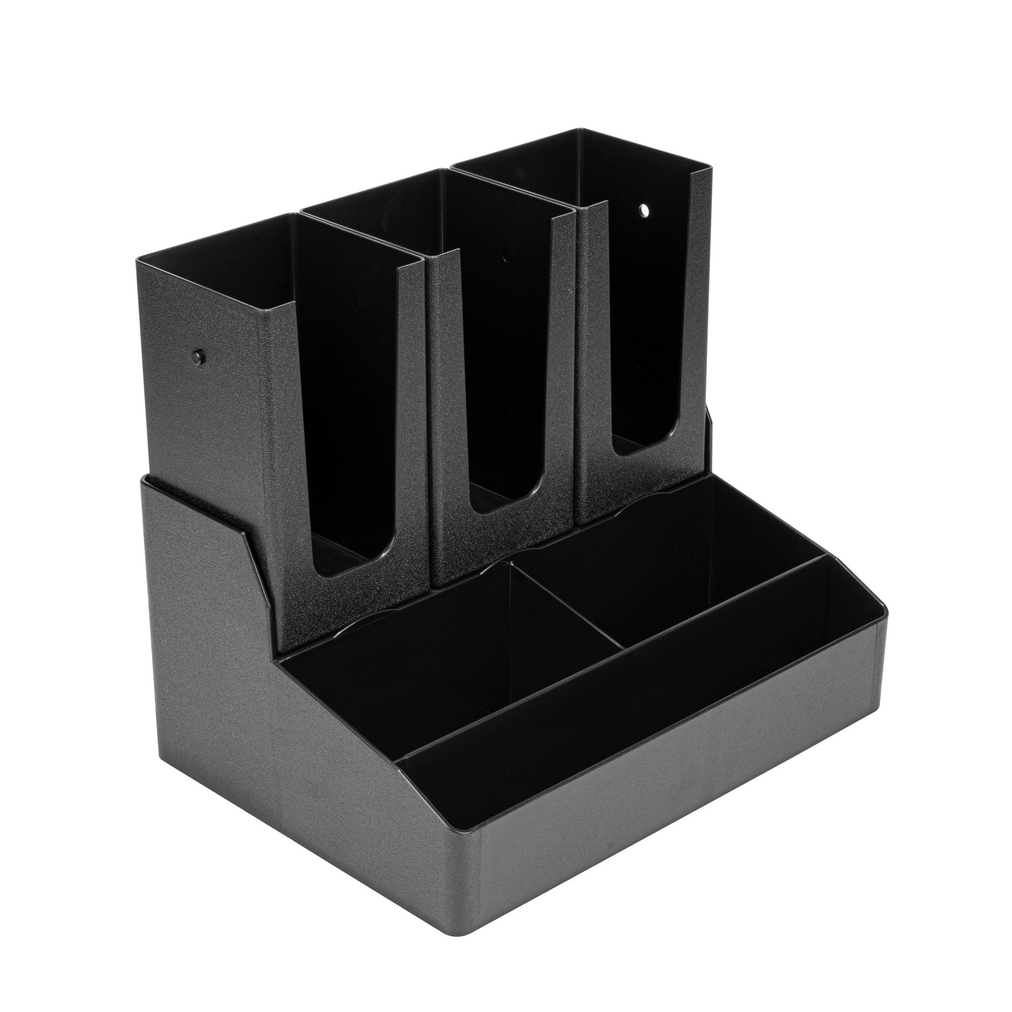 Restpresso Black Plastic Coffee Cup / Lid / Condiment Organizer - 6 Compartments - 14" x 10 1/2" x 12 1/4" - 1 count box