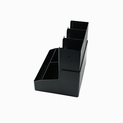 Restpresso Black Plastic Coffee Cup / Lid / Condiment Organizer - 6 Compartments - 14" x 10 1/2" x 12 1/4" - 1 count box