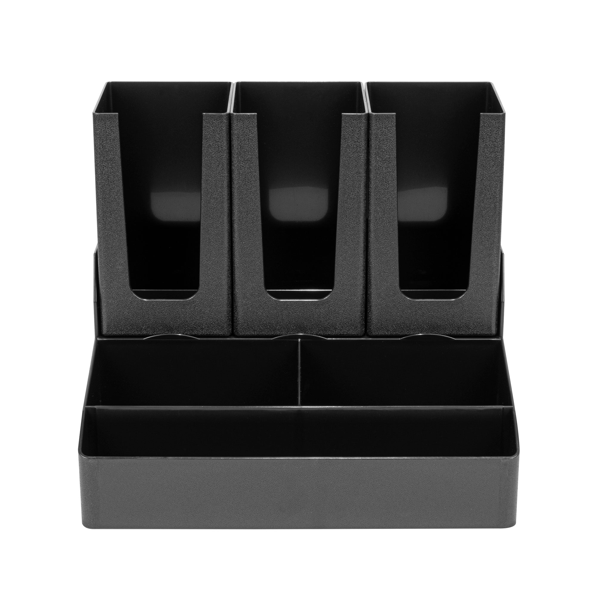 Restpresso Black Plastic Coffee Cup / Lid / Condiment Organizer - 6 Compartments - 14" x 10 1/2" x 12 1/4" - 1 count box