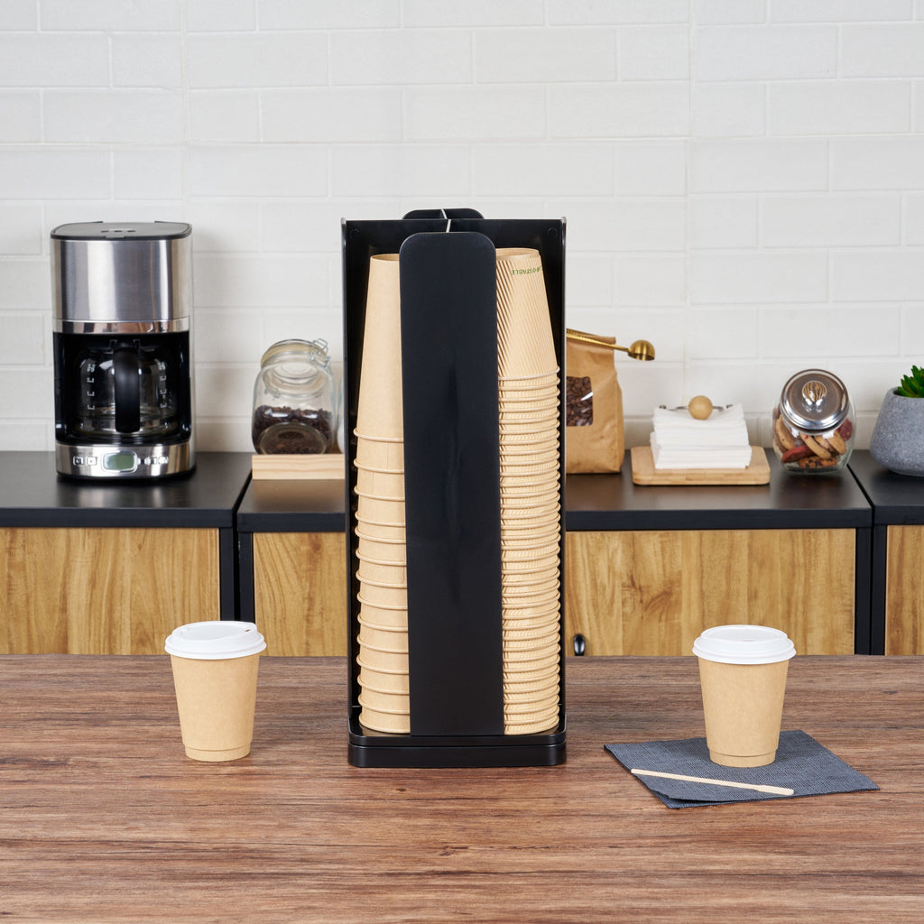 Restpresso Black Plastic Coffee Cup / Lid Organizer - 4 Compartments - 8 1/4" x 8 1/4" x 19 3/4" - 1 count box