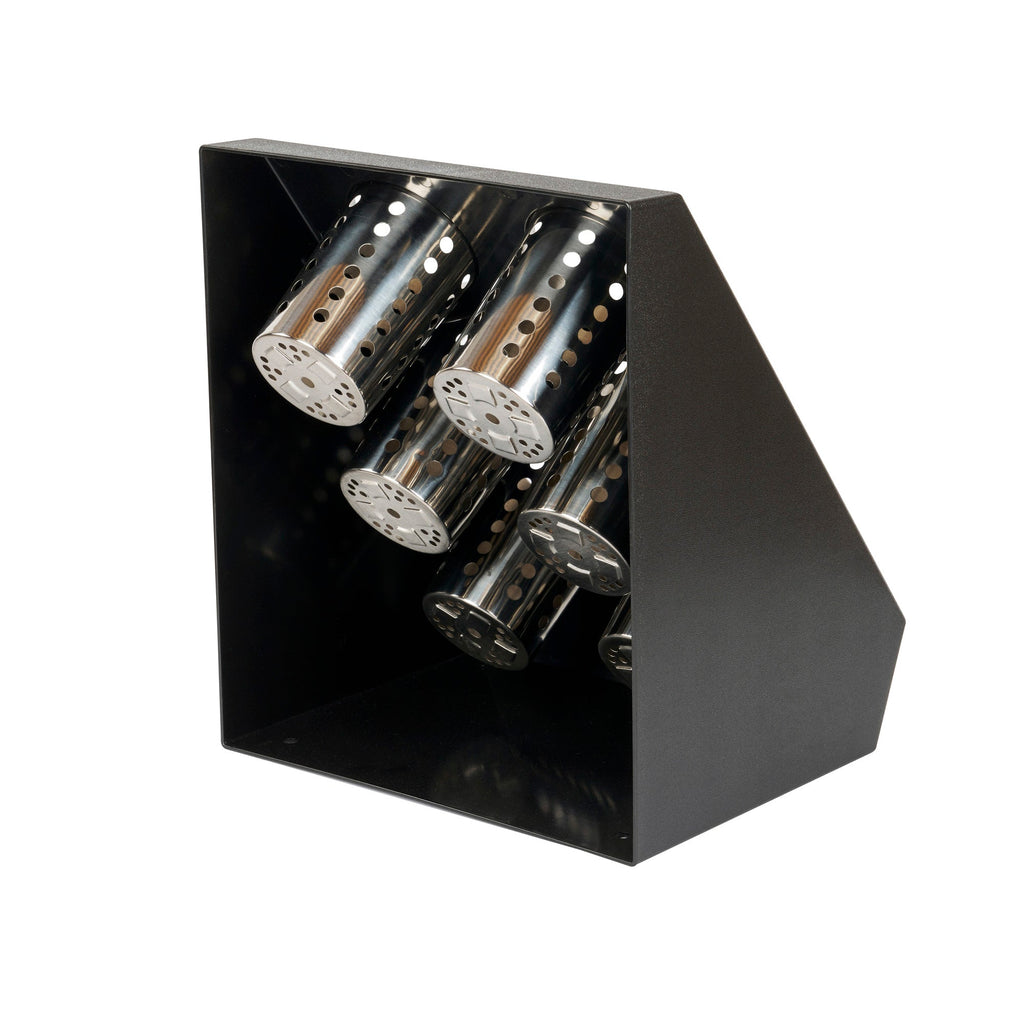 Met Lux Black Plastic Flatware Organizer - 6 Holes, Stainless Steel Cylinders - 1 count box