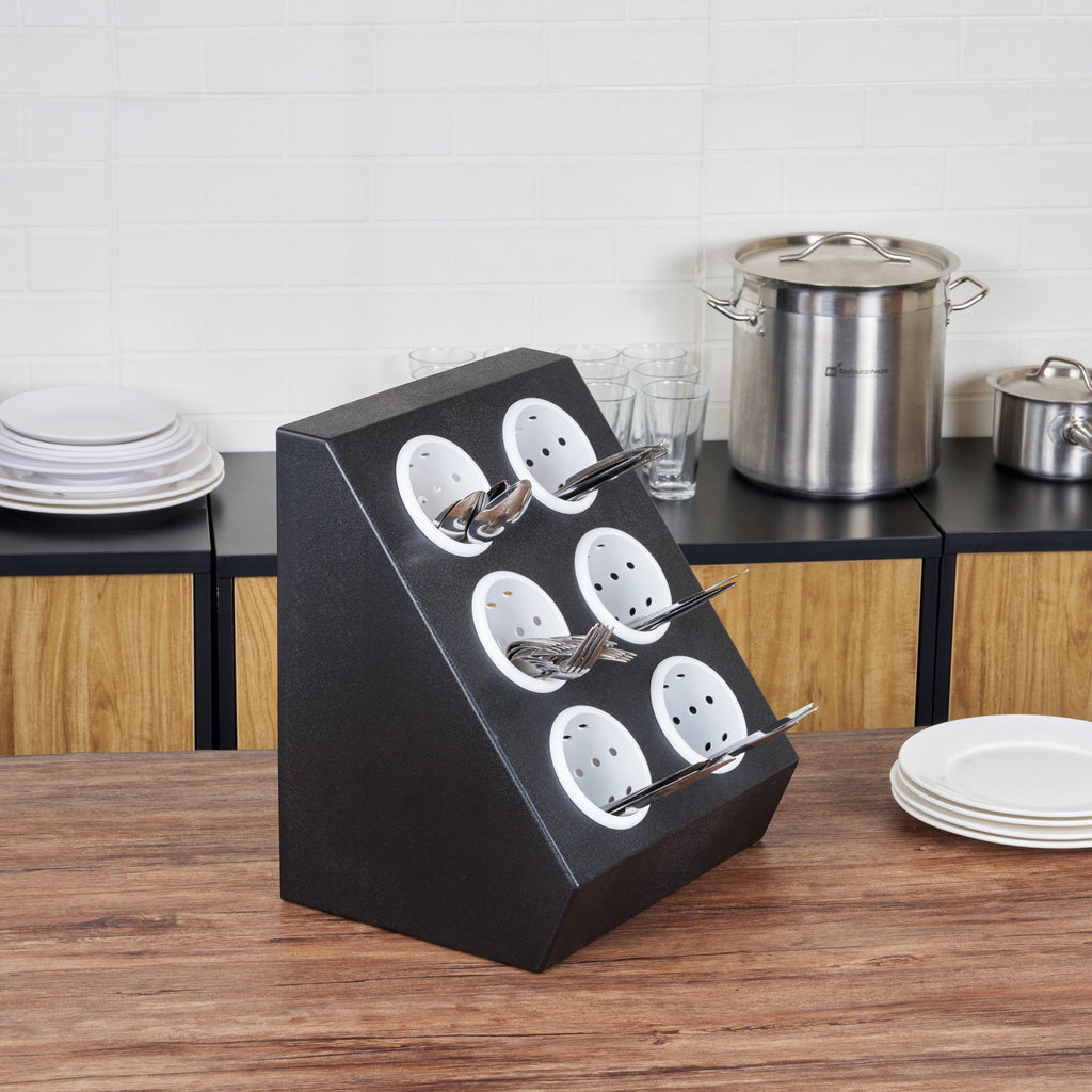 Met Lux Black Plastic Flatware Organizer - 6 Holes, Plastic Cylinders - 1 count box