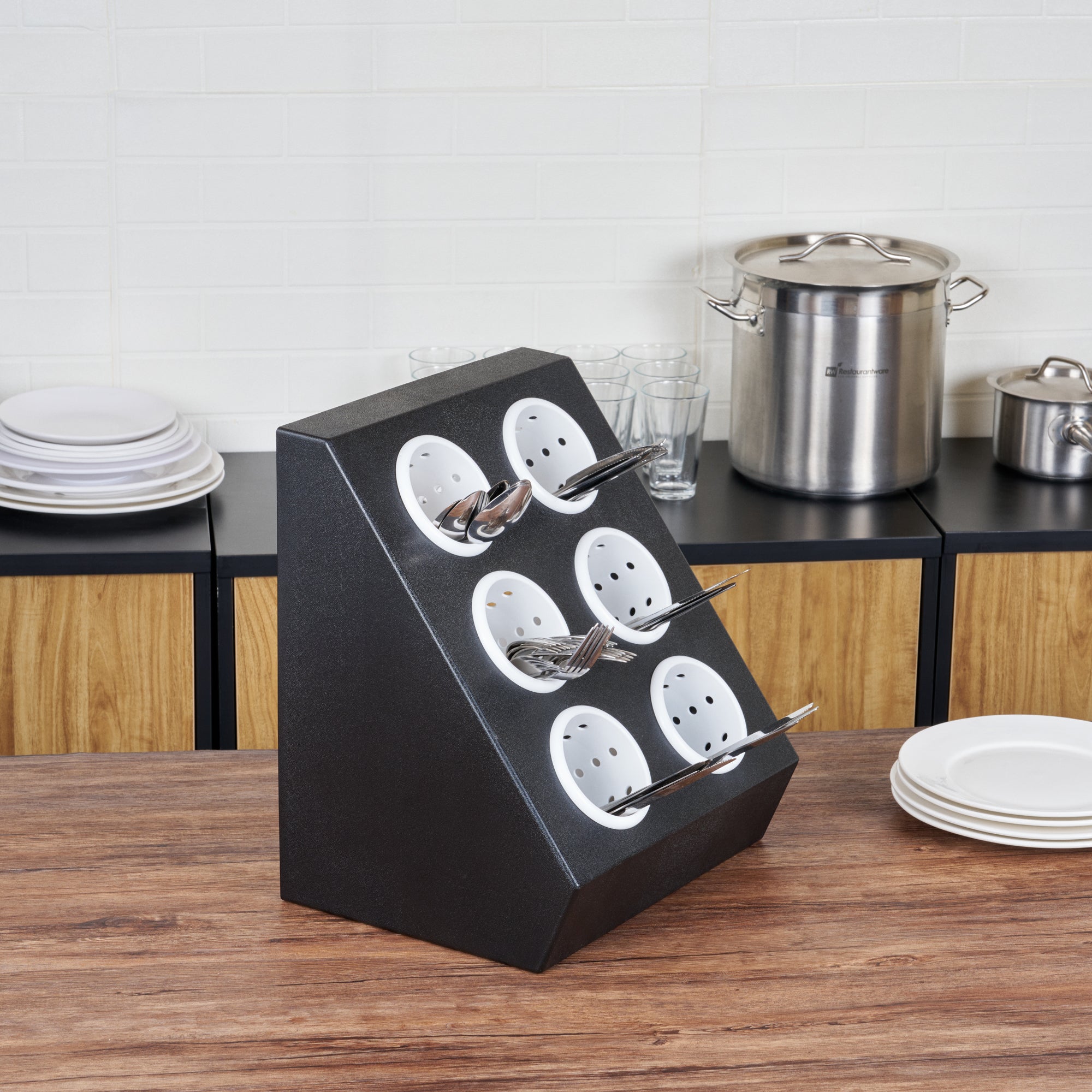 Met Lux Black Plastic Flatware Organizer - 6 Holes, Plastic Cylinders - 1 count box