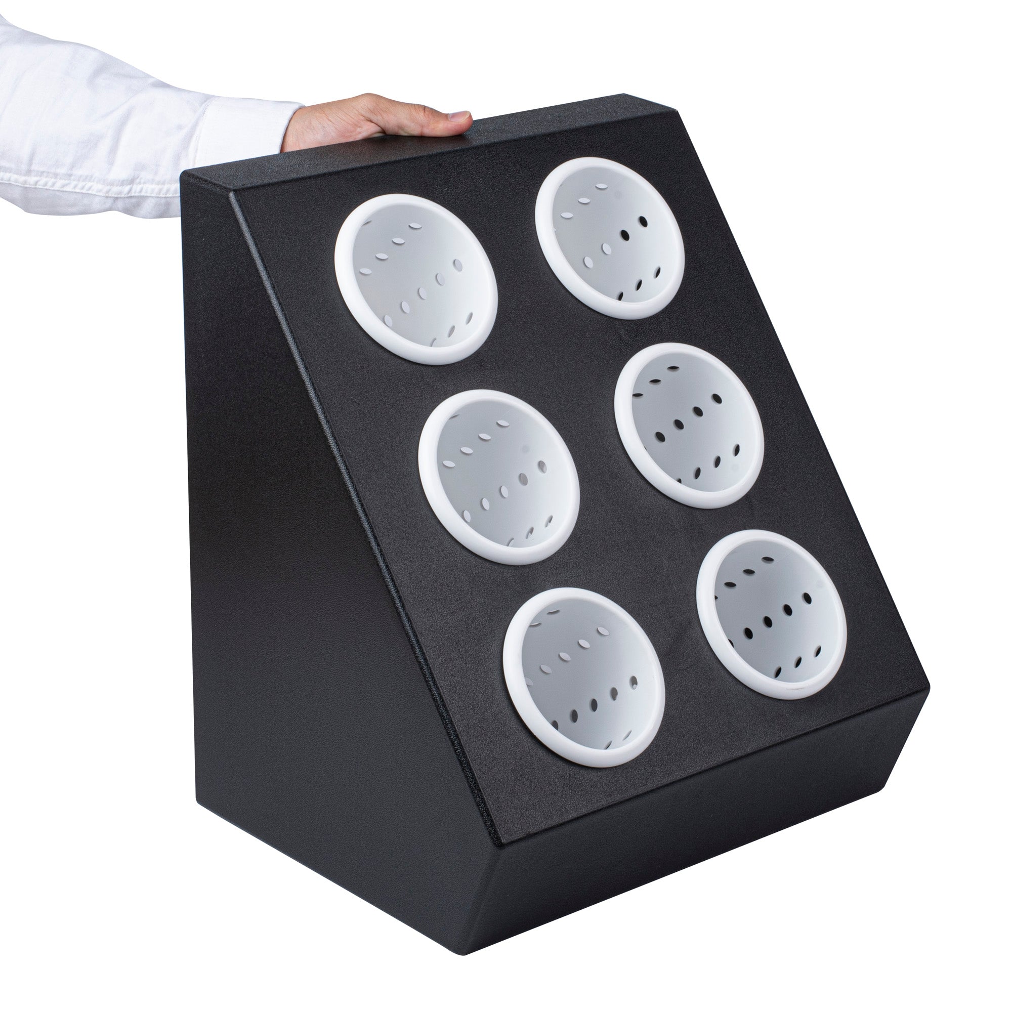 Met Lux Black Plastic Flatware Organizer - 6 Holes, Plastic Cylinders - 1 count box