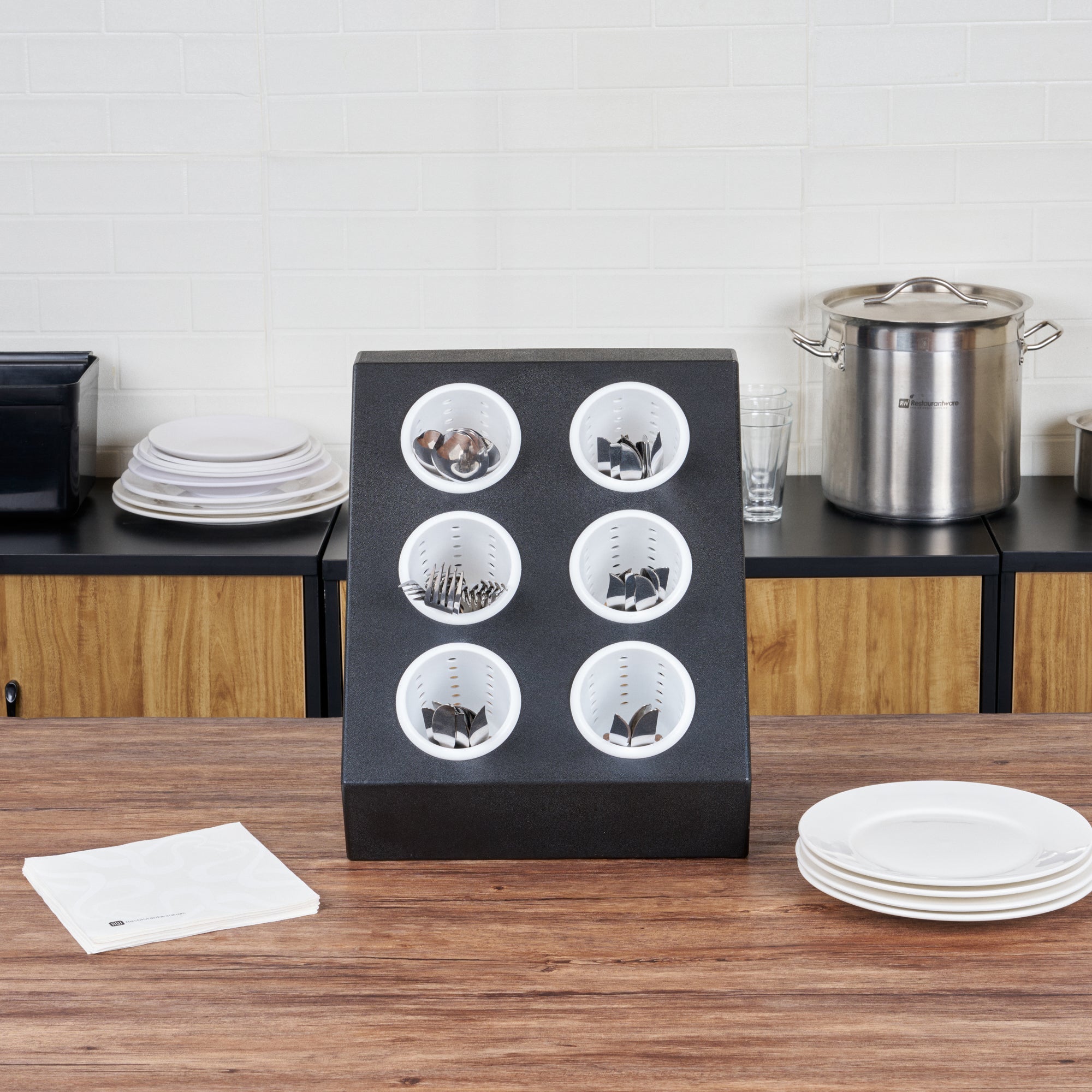 Met Lux Black Plastic Flatware Organizer - 6 Holes, Plastic Cylinders - 1 count box