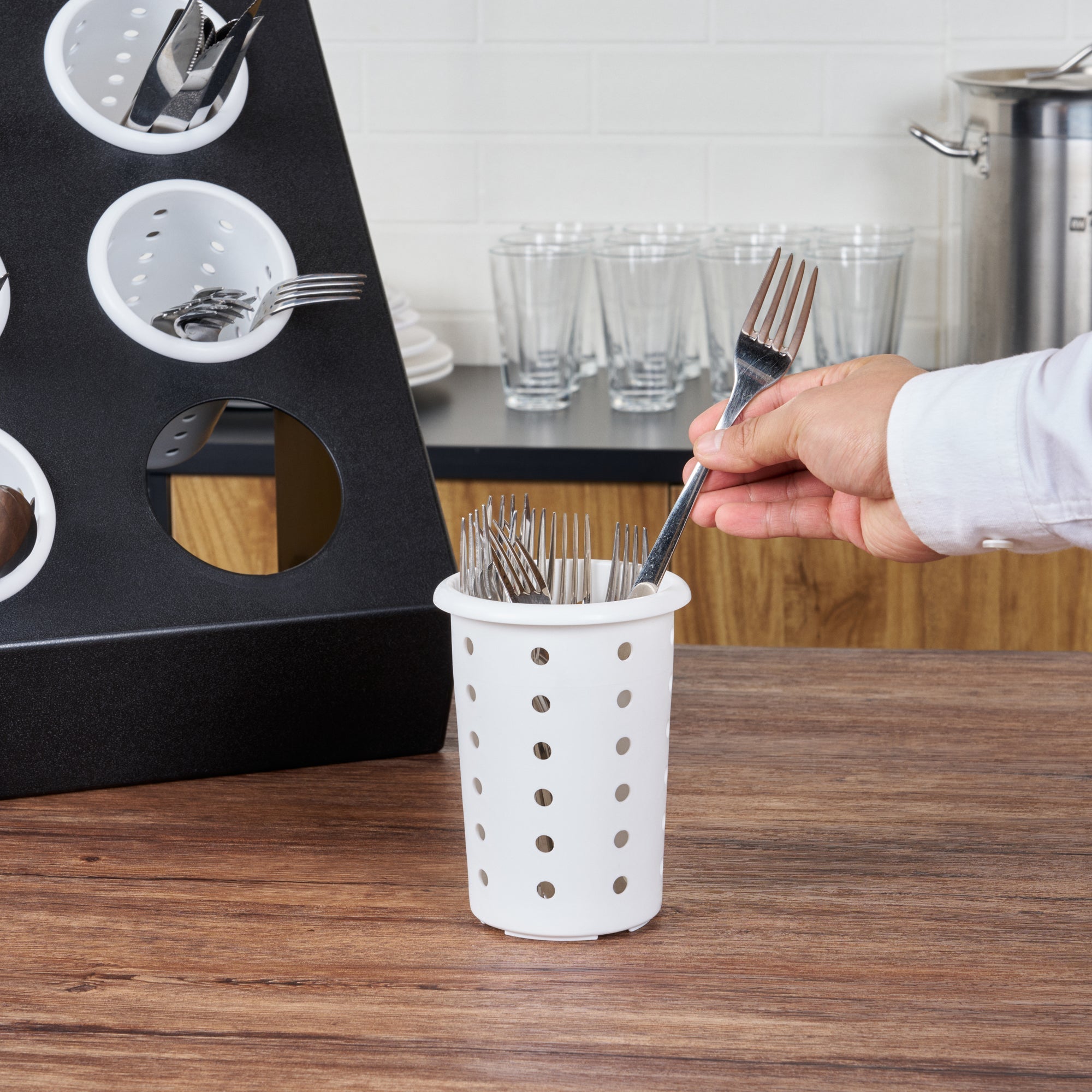 Met Lux White Perforated Plastic Flatware Cylinder - 1 count box