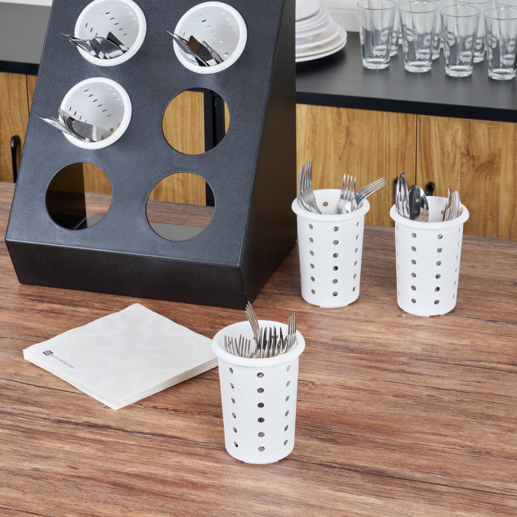 Met Lux White Perforated Plastic Flatware Cylinder - 1 count box
