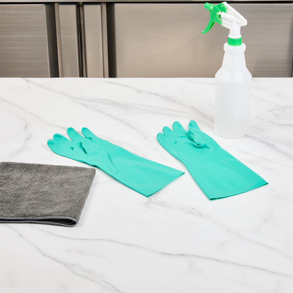Clean Tek Professional Green Small Nitrile Gloves - 15 mil, Flock Lining, Chemical-Resistant - 13" x 4 1/4" - Pair - 1 count box
